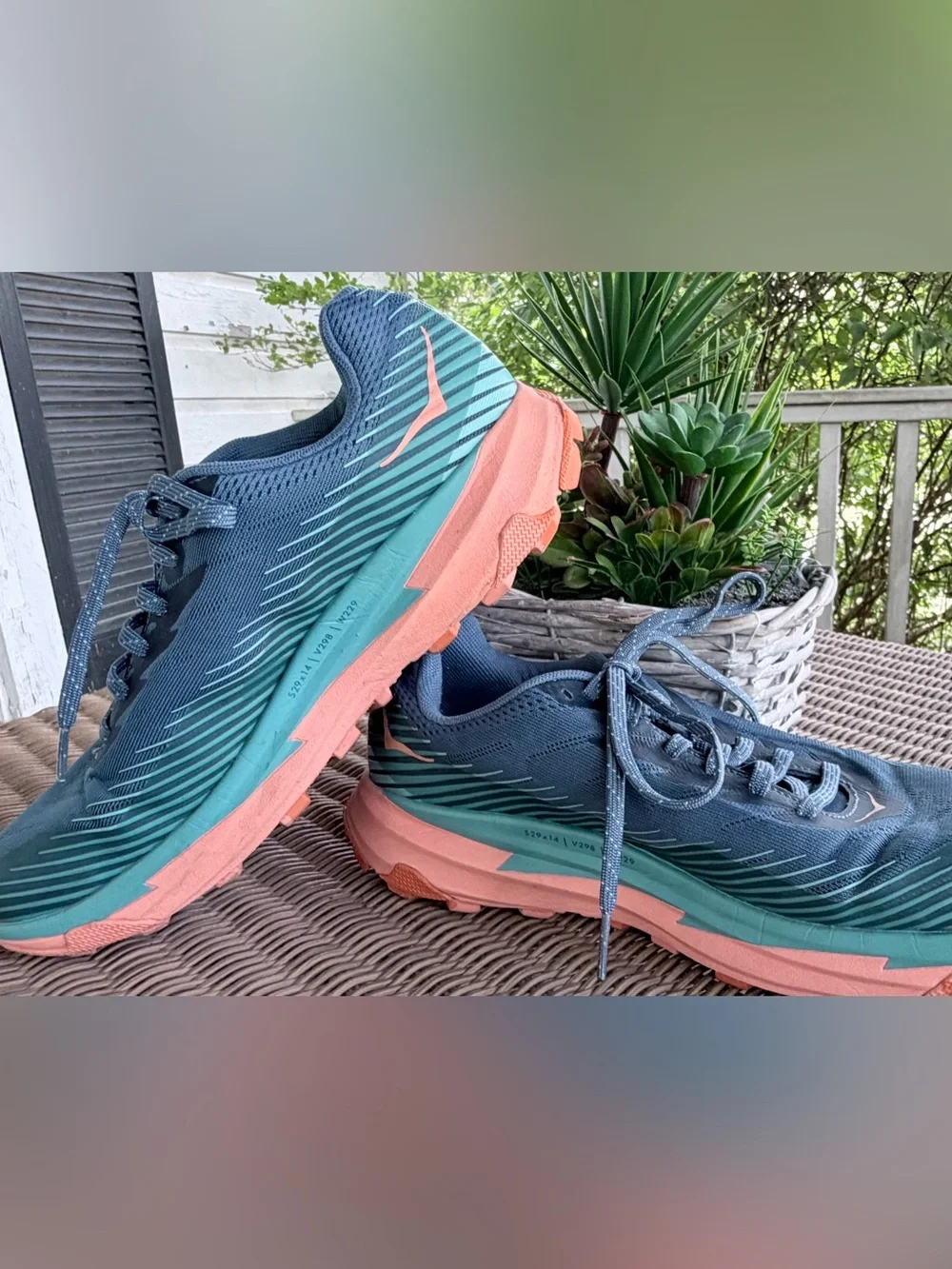 Hoka Blue & Teal Women's Running Shoes with Coral Accents